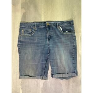 Y2K Love Indigo Blue Denim Jean Shorts Casual Cuffed Women's Size 14